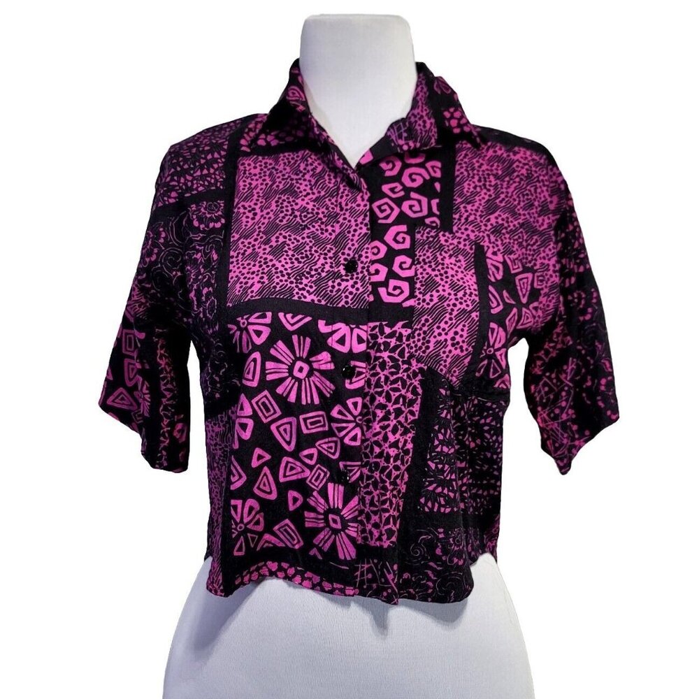 Vintage America Black and Pink Crop Top